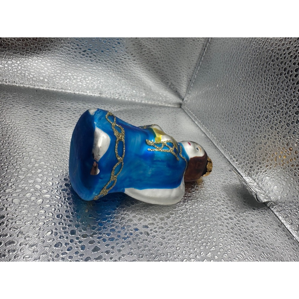 Vintage Blown Glass Angel Ornament Blue Robe Gold Glitter Wings Christmas - Picture 7 of 10